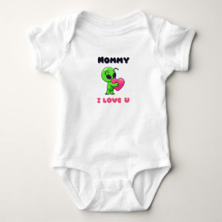 "Mommy I Love U" Cute Baby Alien Heart Bodysuit