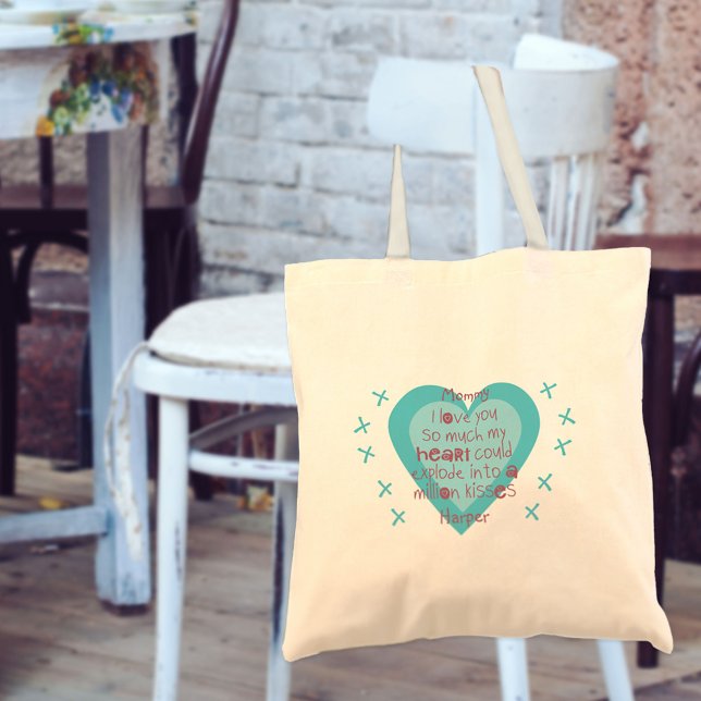 Mommy I love You Kids Poem - Hearts & Kisses Pink Tote Bag (Creator Uploaded)