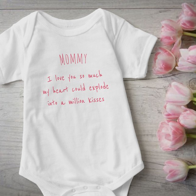 Mommy I Love You So Much Pink Handwritten Poem Baby Bodysuit (Creator Uploaded)