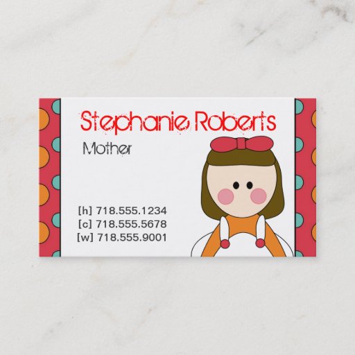 Customizable Mommy Info Card Business Card