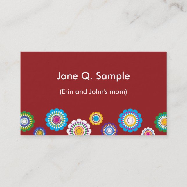 Mommy information card in red (Front)