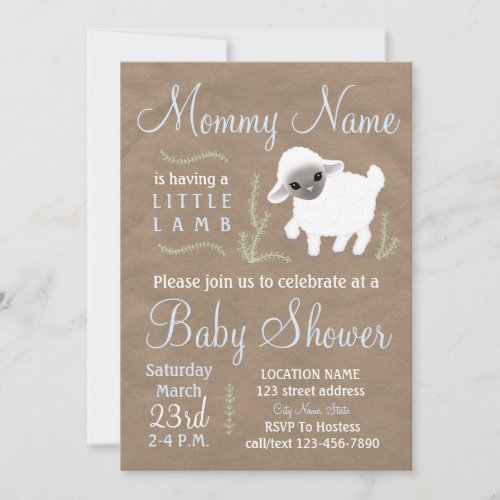 Mommy is having a little lamb Baby shower invite