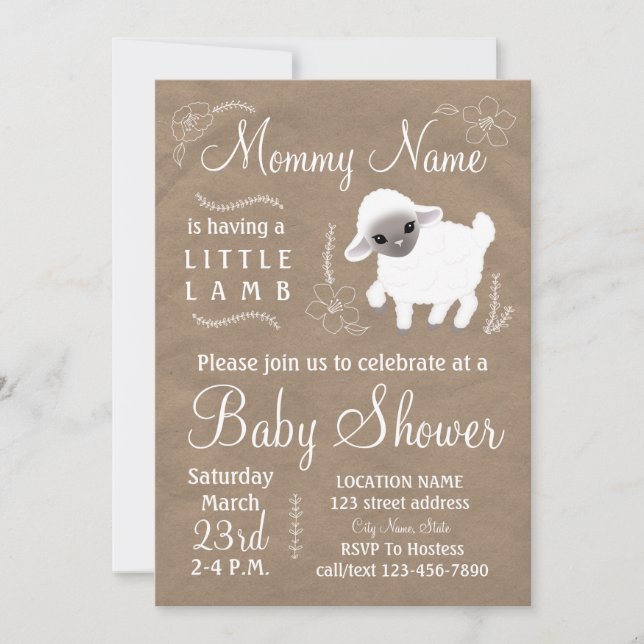 Mommy is having a little lamb! Baby shower invite (Front)