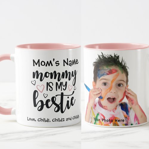 Mommy is my Bestie Customizable Pink Photo Mug