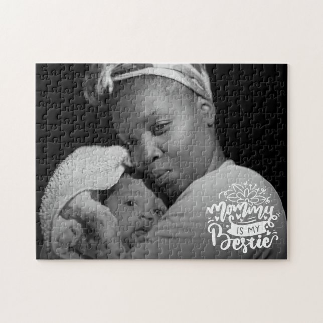 Mommy is My Bestie Photo Quote Lettering Overlay J Jigsaw Puzzle (Horizontal)