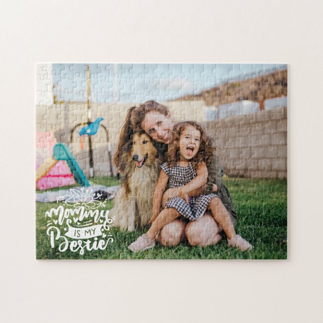 Mommy is My Bestie Photo Quote Lettering Overlay Jigsaw Puzzle (Horizontal)