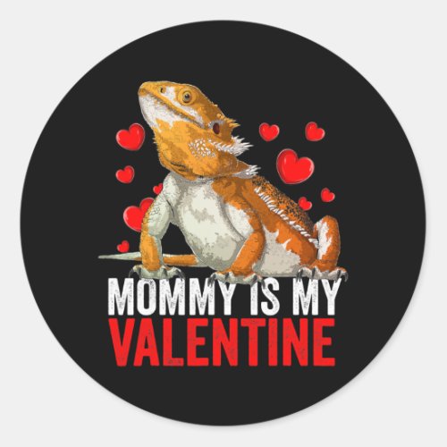 Mommy Is My Valentine Bearded Dragon Rescue Classic Round Sticker