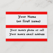 Mommy / Kid contact Card (Back)