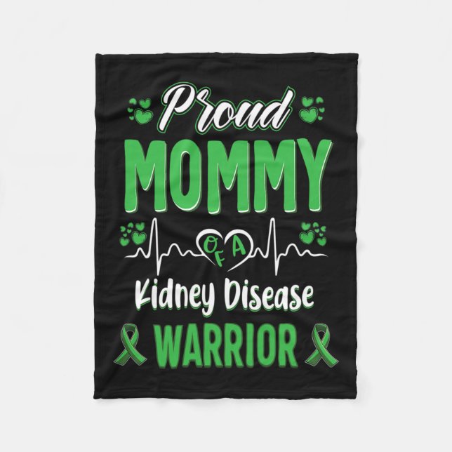 Mommy Kidney Disease Warrior Awareness Ribbon Gree Fleece Blanket (Front)