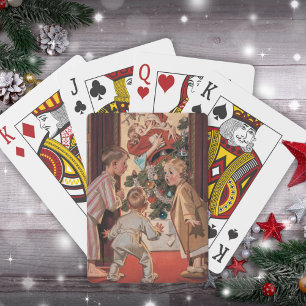 Mommy Kisses Santa Claus Vintage Poker Cards