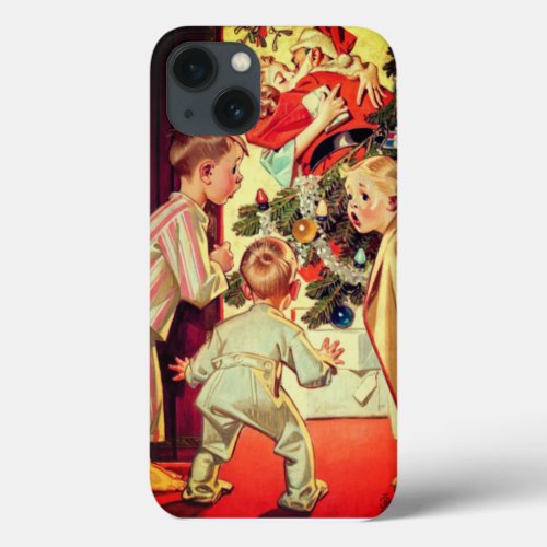Mommy Kissing Santa Claus Vintage iPhone 13 Case