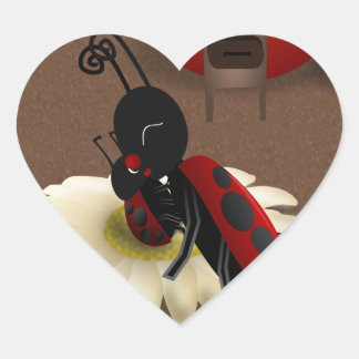 Mommy Ladybug kissing her baby Heart Sticker
