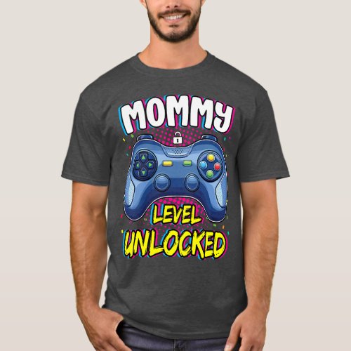 Mommy Level Unlocked Pregnancy Announcement Gamer  T_Shirt