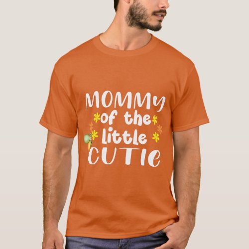 mommy Little Cutie Baby Shower Orange 1st Birthday T_Shirt