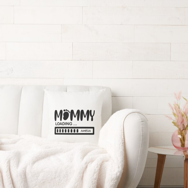 Mommy Loading Funny Mom To Be Gift Throw Pillow (Couch)