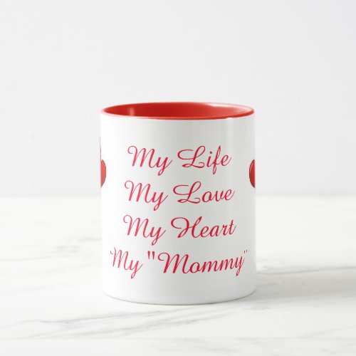 MOMMY LOVE Red Hearts Make her feel special Mug