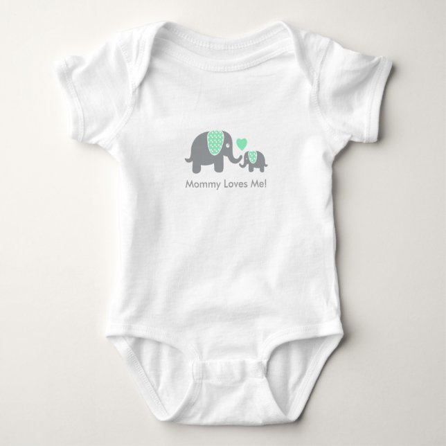 Mommy Loves Me Elephants Baby Bodysuit (Front)