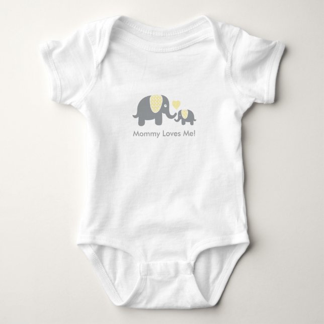 Mommy Loves Me Elephants Baby Bodysuit (Front)