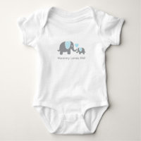 Mommy Loves Me Elephants in Blue and Gray Baby Bodysuit