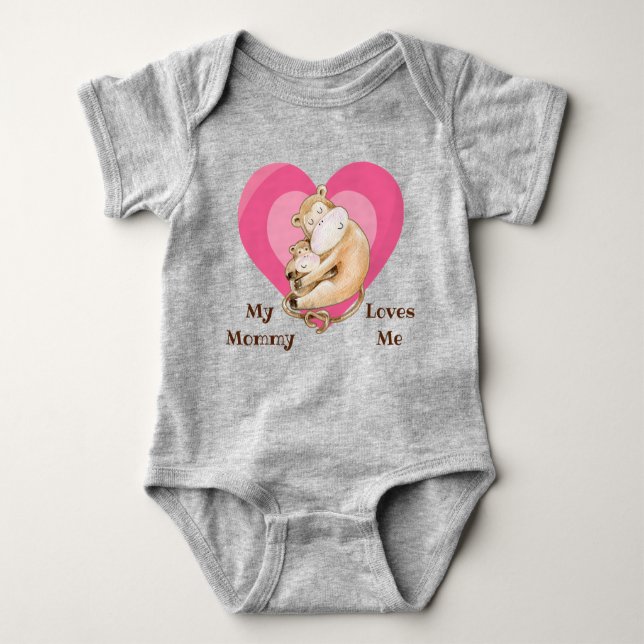 Mommy Loves Me Monkey Baby Bodysuit (Front)