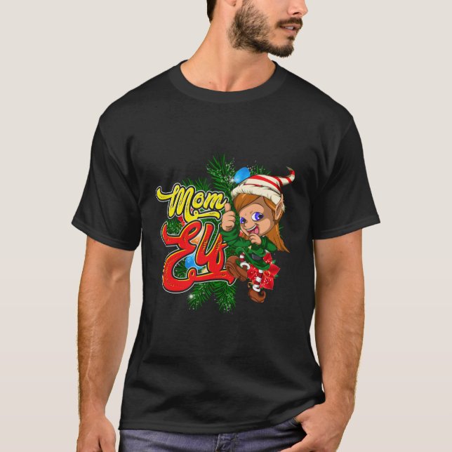 Mommy Matching Family Party Pajama Mom Elf For Chr T-Shirt (Front)