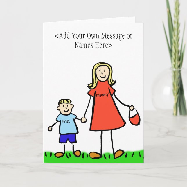 Mommy & Me Blond - Customize Greeting Card (Front)