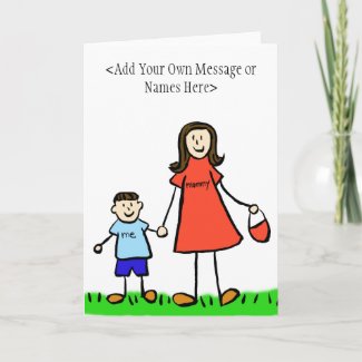 Mommy & Me Brunette - Customize Greeting Card