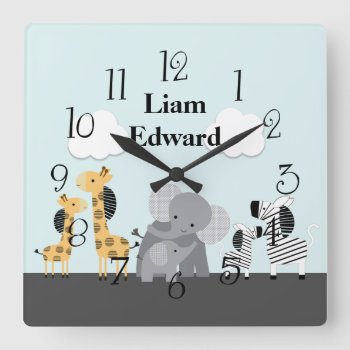 Mommy & Me Jungle Animal Nursery Wall Clock by Personalizedbydiane at Zazzle