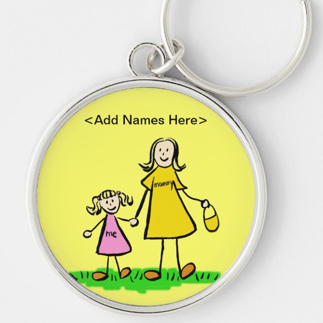 Mommy & Me Keychain (Blond Customize Names Option) (Front)