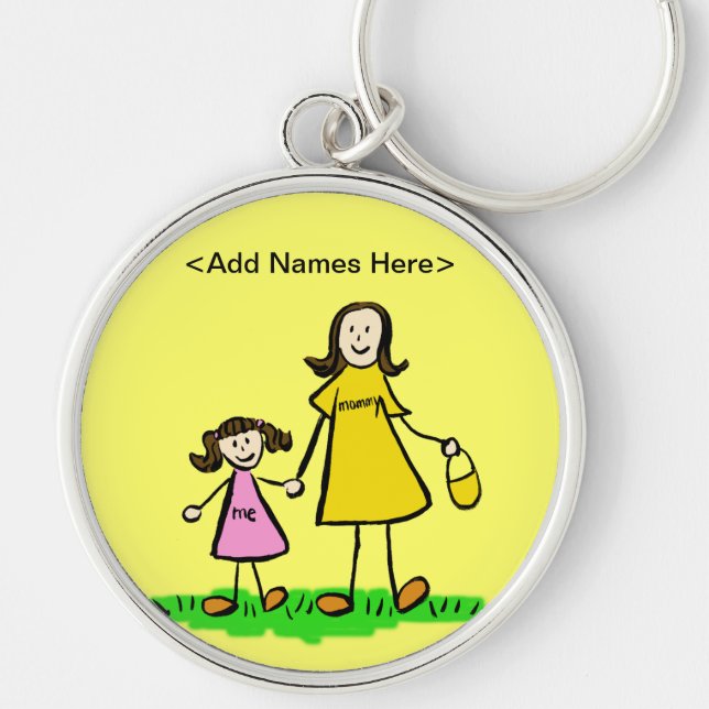 Mommy & Me Keychain (Brunette Customize Names) (Front)