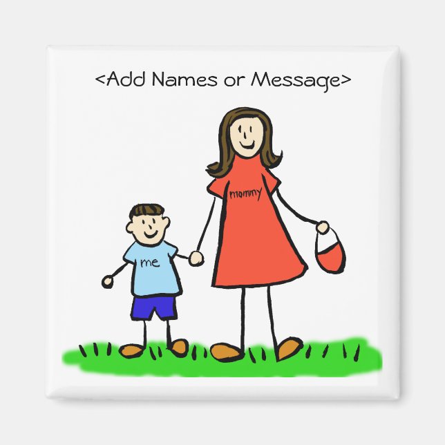 Mommy & Me - Mother and Son Brunette Family Magnet (Front)