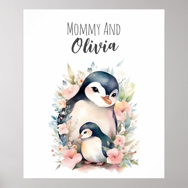 Mommy & me | Penguin | Animal Nursery Art Poster (Front)