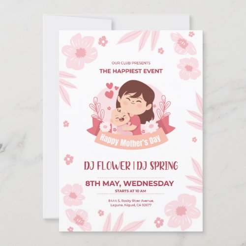 Mommy  Me Sweet Pink Florals Bliss Mothers Day  Invitation