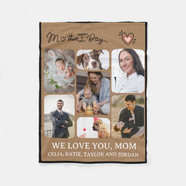 Mommy Memories: 7-Photo Personalized Fleece Blanke Blanket (Front)