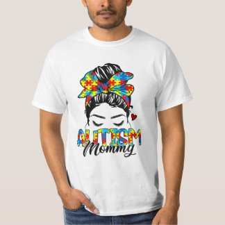Mommy Messy Bun Autism T-Shirt