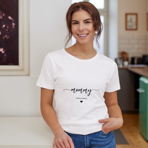Mommy Modern Mom Kids Custom Names Mothers Day T_Shirt