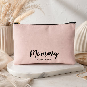 Mommy   Modern Mom Kids Names Blush Pink Accessory Pouch