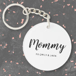 Mommy | Modern Mom Kids Names Mother's Day Keychain<br><div class="desc">Simply,  stylish "Mommy" custom design in modern minimalist typography which can easily be personalized with kids names or your own special message. The perfect unique gift for a new mom,  mother's day,  mom's birthday or just because!</div>
