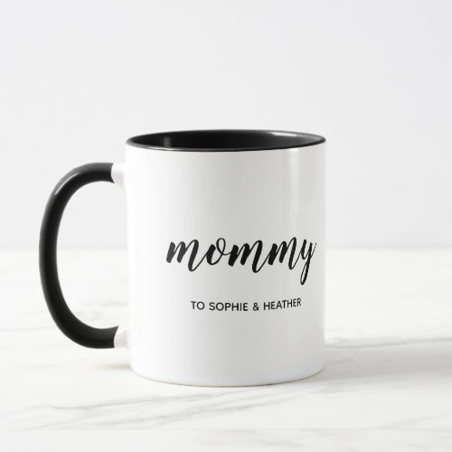 Mommy  Modern Mom Kids Names Mothers Day Mug
