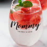 Mommy | Modern Mom Kids Names Mother's Day Stemless Wine Glass