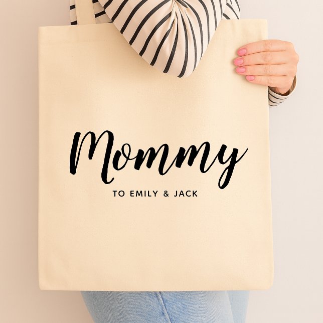 Mommy | Modern Mom Kids Names Mother's Day Tote Bag (Creator Uploaded)
