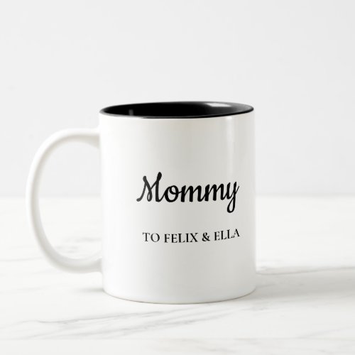 Mommy  Modern Mothers Day Kids Names Two_Tone Coffee Mug