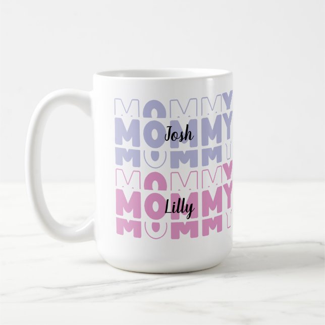 Mommy Modern Pastel Color Custom Mother's Day Coffee Mug (Left)