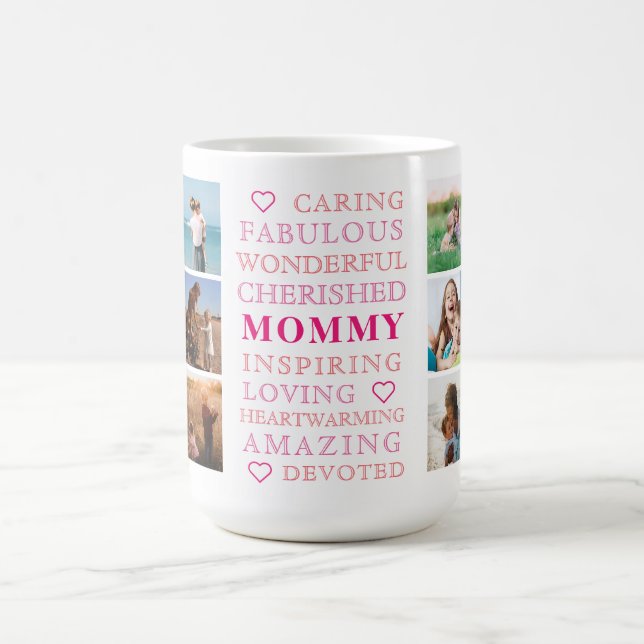 Mommy ModernTypography Family Photo Collage Coffee Mug (Center)