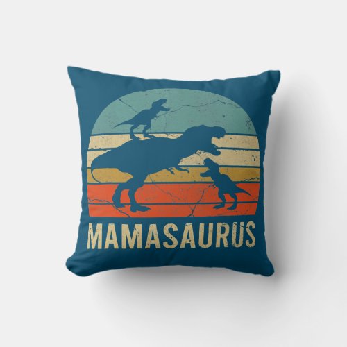 Mommy Mom Mama Dinosaur Funny 2 Two kid Throw Pillow