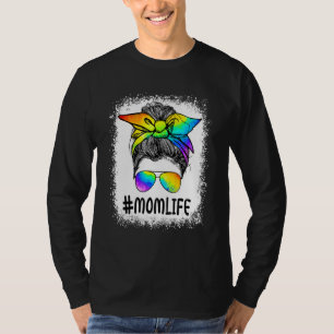 Mommy Mom Messy Bun LGBT Rainbow Gay Pride Flag LG T-Shirt