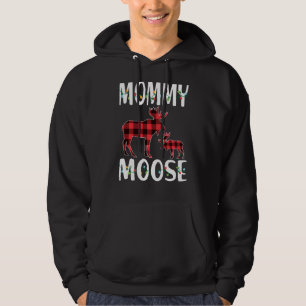 Mommy Moose Red Plaid Buffalo Matching Family Paja Hoodie