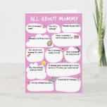 MOMMY Mother's Birthday Day Questionnaire Card, Fi Invitation<br><div class="desc">MOMMY Mother's Birthday Day Questionnaire Card,  Fill In The Blanks Interview for mother's day,  mom,  mommy,  mum,  mummy</div>