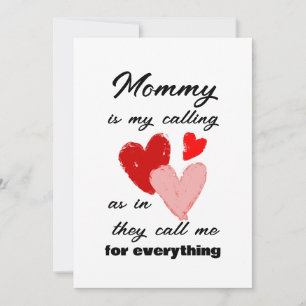 Mommy Mothers Day Funny Quote Red Pink Hearts Card