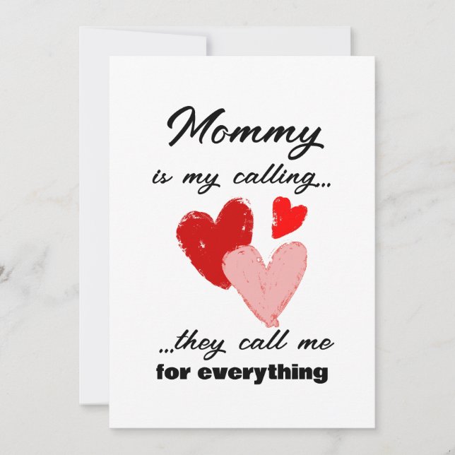 Mommy Mothers Day Funny Quote Red Pink Hearts Card (Front)